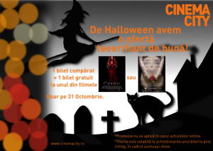 Cinema City vă oferă 2 bilete la preţ de 1, de Halloween
