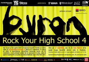 Concursul national pentru formatiile alcatuite din liceeni,  Rock Your High School (bRYHS), a ajuns la a patra editie
